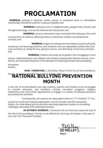 National Bullying Prevention Month Oct2014 Proclamation